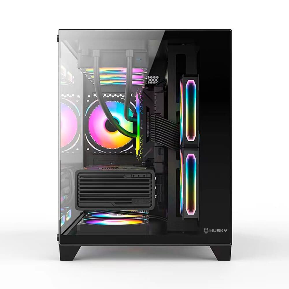 Gabinete Gamer Husky Dome 210, Mini Tower, M-ATX, Lateral e Frontal em Vidro, Sem FANs, Preto - HGN210PT Gabinete Gamer Husky Dome 210, Mini Tower, M-ATX, Lateral e Frontal em Vidro, Sem FANs, Preto - HGN210PT