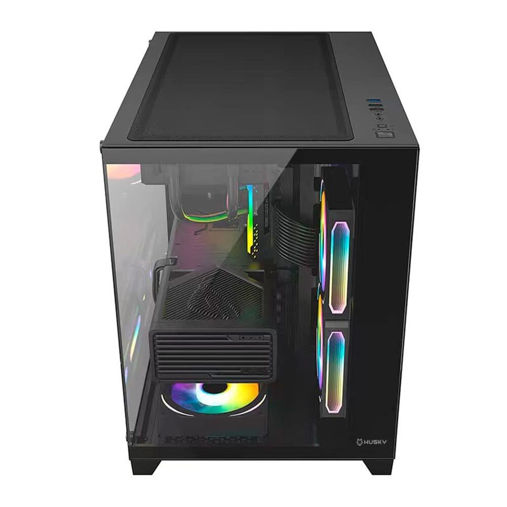 Gabinete Gamer Husky Dome 210, Mini Tower, M-ATX, Lateral e Frontal em Vidro, Sem FANs, Preto - HGN210PT Gabinete Gamer Husky Dome 210, Mini Tower, M-ATX, Lateral e Frontal em Vidro, Sem FANs, Preto - HGN210PT