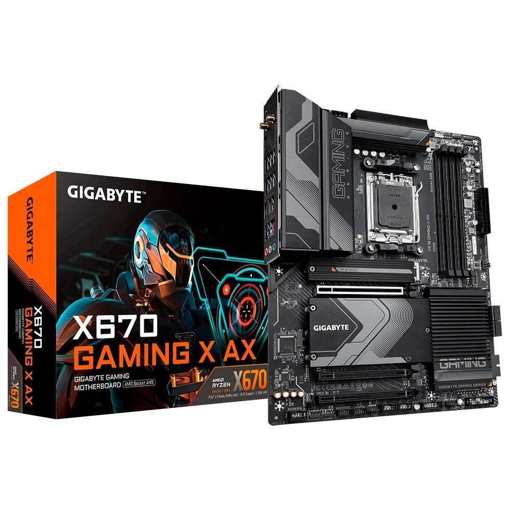 Placa Mãe Gigabyte X670 Gaming X AX V2, AMD AM5, ATX, DDR5, LED RGB, Bluetooth, Wi-Fi 6 - X670 GAMING X AX V2 Placa Mãe Gigabyte X670 Gaming X AX V2, AMD AM5, ATX, DDR5, LED RGB, Bluetooth, Wi-Fi 6 - X670 GAMING X AX V2