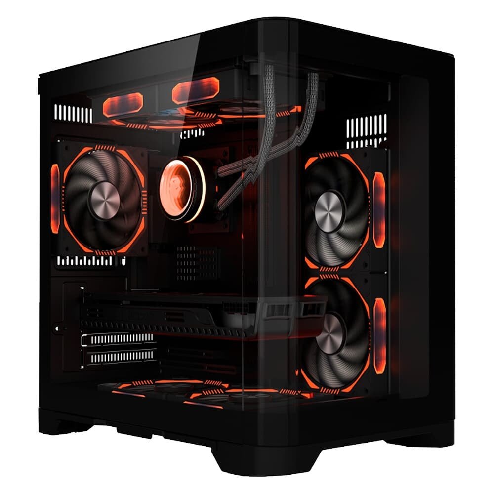 Gabinete Gamer Rise Mode Glass Curvo, M-ATX, Mid Tower, Lateral e Frental em Vidro, Preto – RM-GA-GC-FB Gabinete Gamer Rise Mode Glass Curvo, M-ATX, Mid Tower, Lateral e Frental em Vidro, Preto – RM-GA-GC-FB