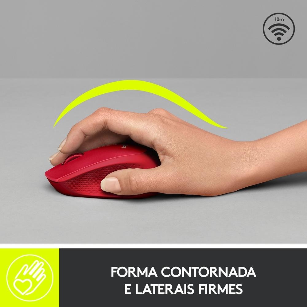 Mouse sem fio Logitech M280 com Conexão USB e Pilha Inclusa, Vermelho - 910-004286 Mouse sem fio Logitech M280 com Conexão USB e Pilha Inclusa, Vermelho - 910-004286