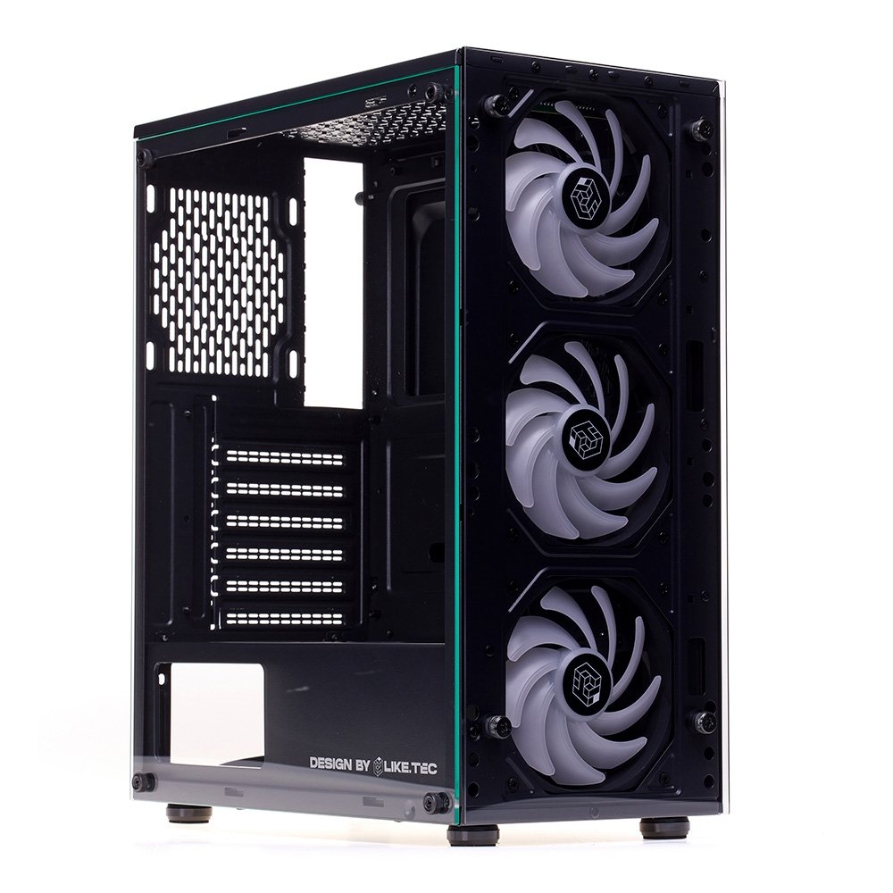 Gabinete Gamer Liketec Matrix V2, Mid Tower, Rainbow, ATX, Lateral e Frontal em Vidro Temperado, 3 Ventoinhas, Preto - MATRIX V2 Gabinete Gamer Liketec Matrix V2, Mid Tower, Rainbow, ATX, Lateral e Frontal em Vidro Temperado, 3 Ventoinhas, Preto - MATRIX V2