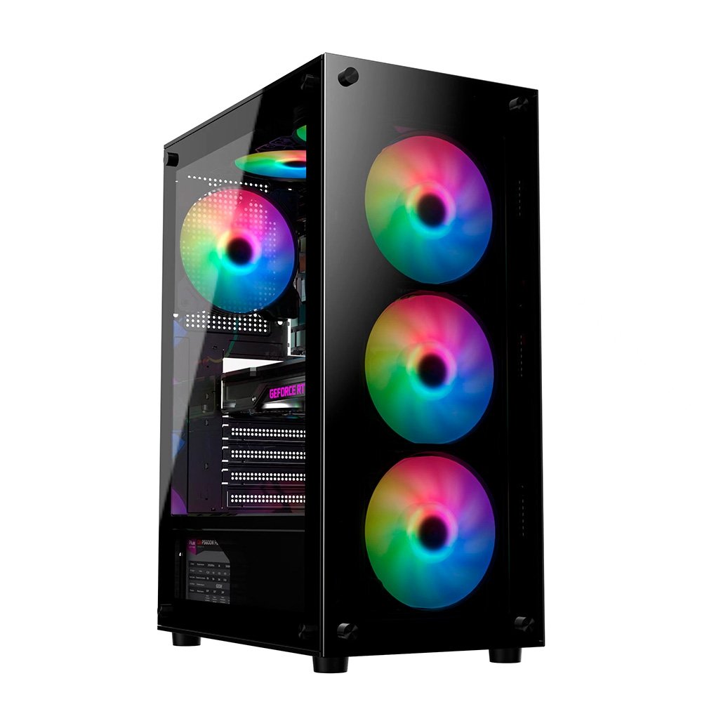 Gabinete Gamer Liketec Matrix V2, Mid Tower, Rainbow, ATX, Lateral e Frontal em Vidro Temperado, 3 Ventoinhas, Preto - MATRIX V2 Gabinete Gamer Liketec Matrix V2, Mid Tower, Rainbow, ATX, Lateral e Frontal em Vidro Temperado, 3 Ventoinhas, Preto - MATRIX V2