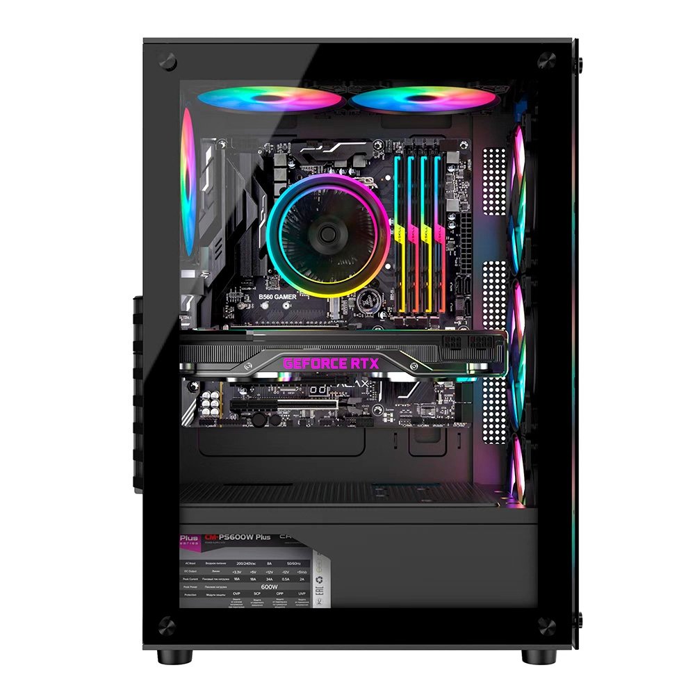 Gabinete Gamer Liketec Matrix V2, Mid Tower, Rainbow, ATX, Lateral e Frontal em Vidro Temperado, 3 Ventoinhas, Preto - MATRIX V2 Gabinete Gamer Liketec Matrix V2, Mid Tower, Rainbow, ATX, Lateral e Frontal em Vidro Temperado, 3 Ventoinhas, Preto - MATRIX V2