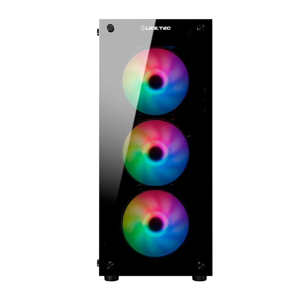 Gabinete Gamer Liketec Matrix V2, Mid Tower, Rainbow, ATX, Lateral e Frontal em Vidro Temperado, 3 Ventoinhas, Preto - MATRIX V2 Gabinete Gamer Liketec Matrix V2, Mid Tower, Rainbow, ATX, Lateral e Frontal em Vidro Temperado, 3 Ventoinhas, Preto - MATRIX V2