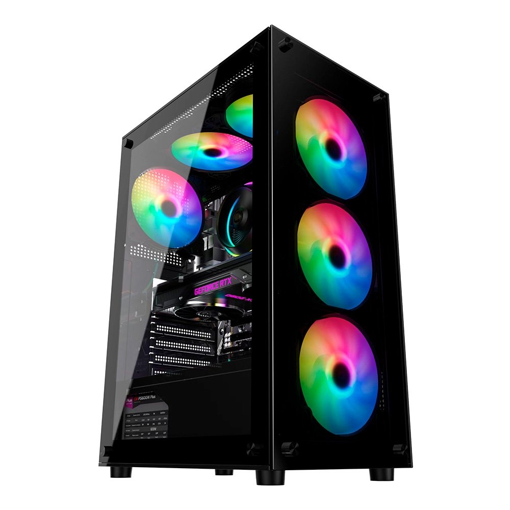 Gabinete Gamer Liketec Matrix V2, Mid Tower, Rainbow, ATX, Lateral e Frontal em Vidro Temperado, 3 Ventoinhas, Preto - MATRIX V2 Gabinete Gamer Liketec Matrix V2, Mid Tower, Rainbow, ATX, Lateral e Frontal em Vidro Temperado, 3 Ventoinhas, Preto - MATRIX V2