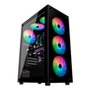 Gabinete Gamer Liketec Matrix V2, Mid Tower, Rainbow, ATX, Lateral e Frontal em Vidro Temperado, 3 Ventoinhas, Preto - MATRIX V2