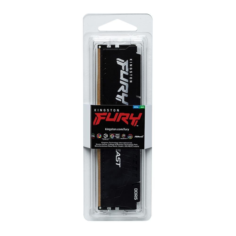Memória RAM Kingston Fury Beast XMP, 16GB, 6400MT/s DDR5, DIMM, CL32, Preto - KF564C32BB-16