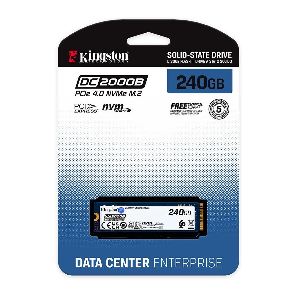 SSD Kingston DC2000B, 240GB, M.2 2280, PCIe 4.0 x4, NVMe, Leitura: 4.500 MB/s, Gravação: 400 MB/s, Azul - SEDC2000BM8/240G