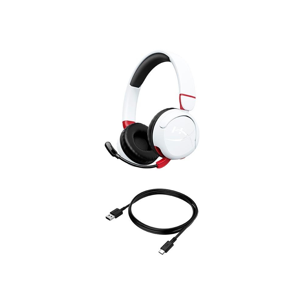 Headset Gamer Sem Fio Kids HyperX Cloud Mini, Bluetooth, Driver 30mm, USB-C, Branco - 7G8F2AA