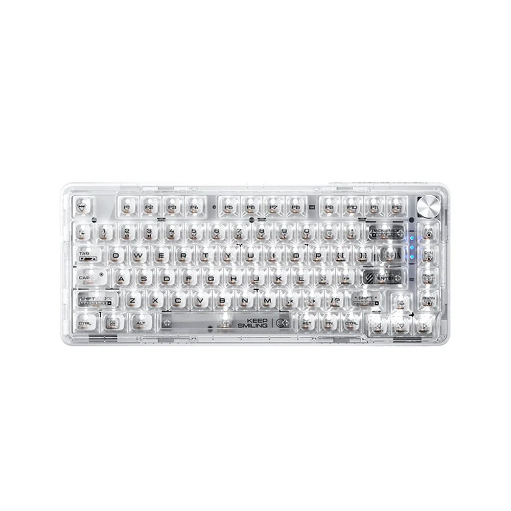 Teclado Mecânico Gamer Machenike K500f-B81 CRYSTAL, 75%, Switch Crystal Tátil Hot-Swappable, Branco Transpar4ente - K500F-B81 WH BX