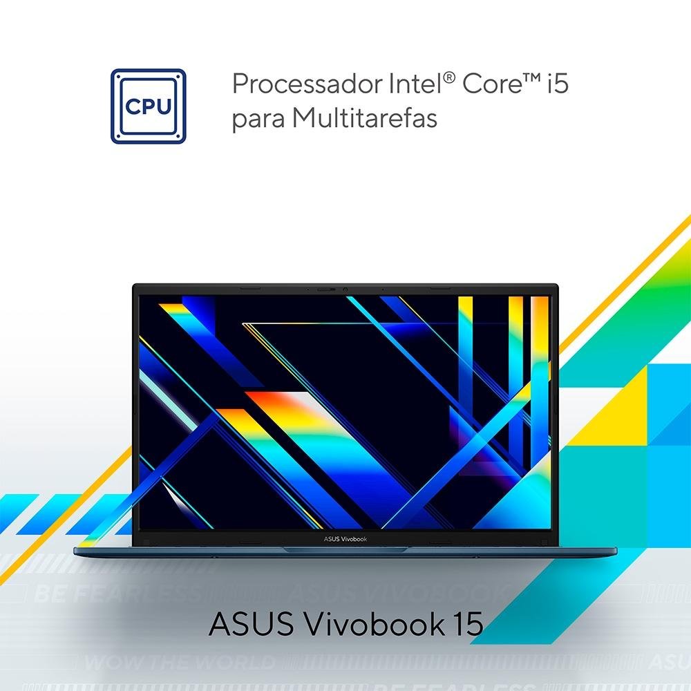 Notebook ASUS Vivobook 15, Intel Core i5 1235U, 8GB RAM, SSD 256GB, 15.6", KeepOS, Quiet Blue, X1504ZA-NJ982