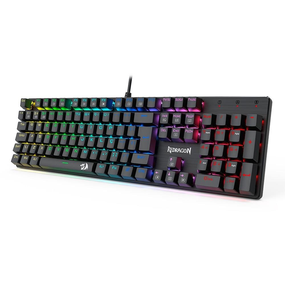 Teclado Mecânico Gamer Redragon Sindri, Rainbow, Preto - K671 (PT-BROWN) Teclado Mecânico Gamer Redragon Sindri, Rainbow, Preto - K671 (PT-BROWN)