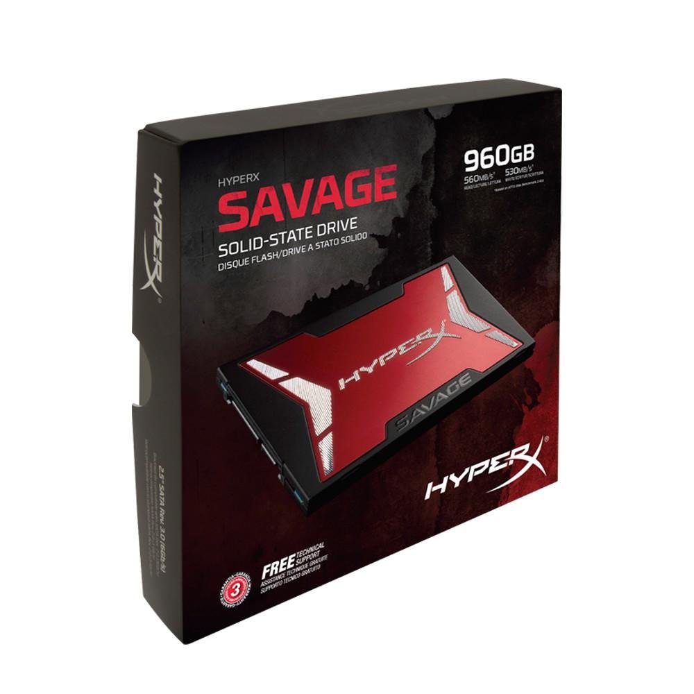 SSD Kingston HyperX Savage 2.5´ 960GB SATA III 6Gb/s Leituras: 560MB/s e Gravações: 530MB/s - SHSS37A/960G