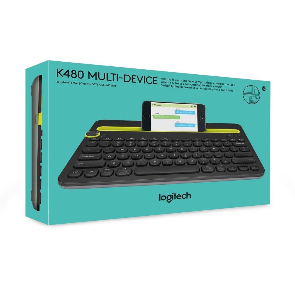 Teclado sem fio Logitech K480 com Suporte Integrado para Smartphone e Tablet, Bluetooth Easy-Switch para 3 dispositivos - 920-006348 Teclado sem fio Logitech K480 com Suporte Integrado para Smartphone e Tablet, Bluetooth Easy-Switch para 3 dispositivos - 920-006348