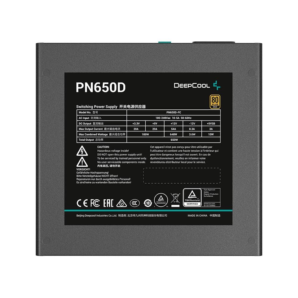 Fonte Gamer Deepcool Pn650D, 650W, 80 Plus Gold, Sem Cabo, Preto - R-PN650D-FCOB-WO-V2