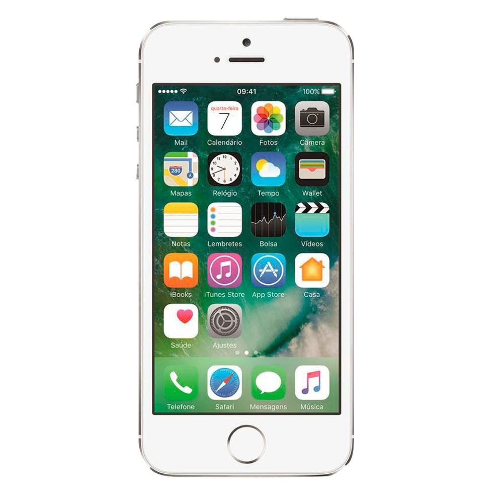 Apple iPhone 5S, Chip A7, iOS 8, Tela 4´, 16GB, Câmera 8MP, 4G, Desbloqueado - Prata