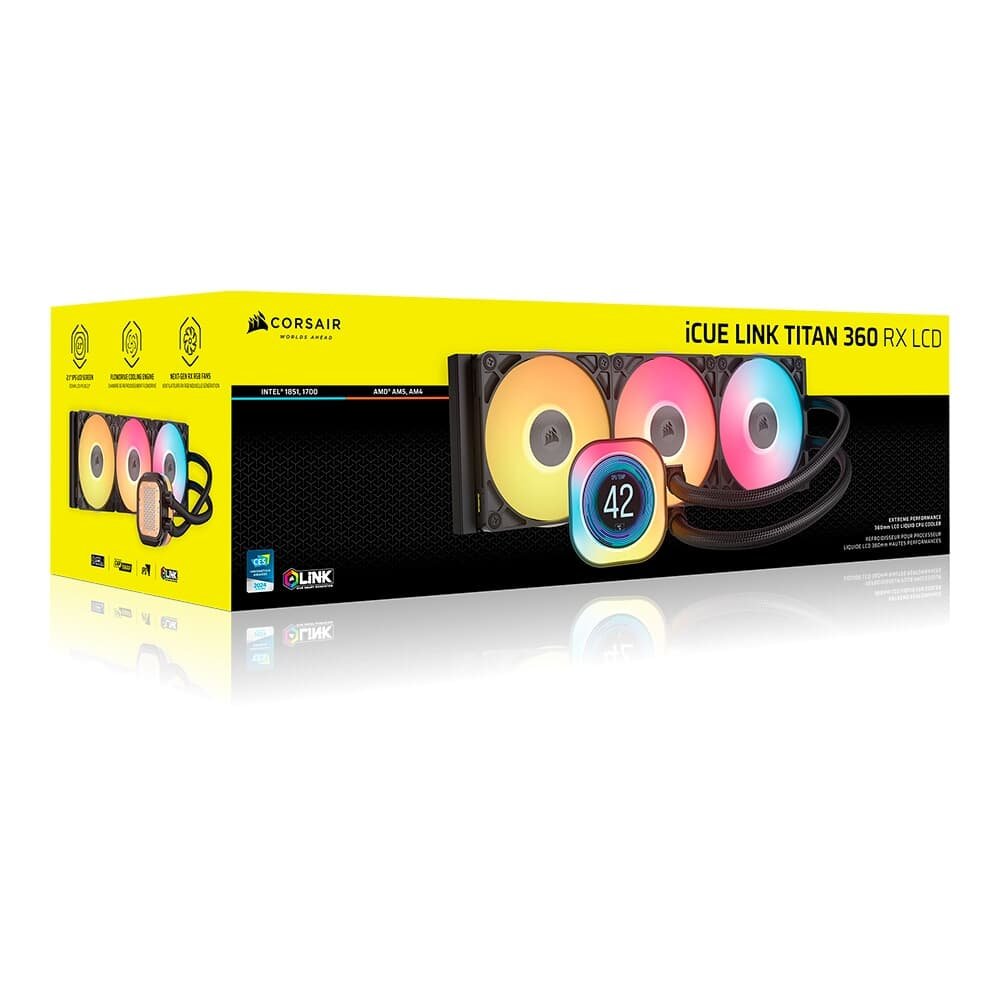 CORSAIR iCUE LINK TITAN 360mm RX RGBブラック CORSAIR Cooler líquido para CPU iCUE Link Titan 360 RX LCD – AIO