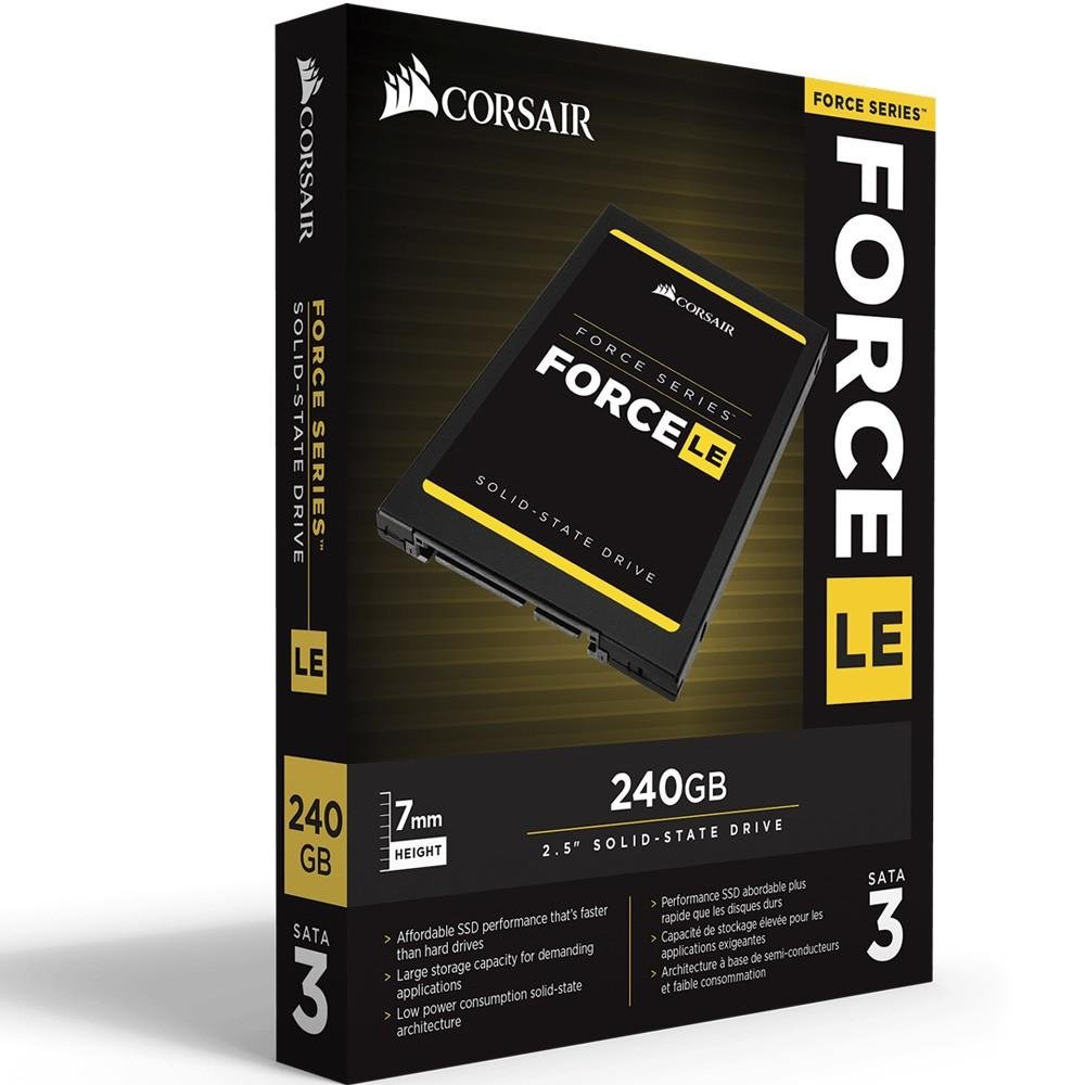 SSD Corsair Force LE 2.5´ 240GB SATA III 6Gb/s Leituras: 560MB/s e Gravações: 530MB/s - CSSD-F240GBLEB