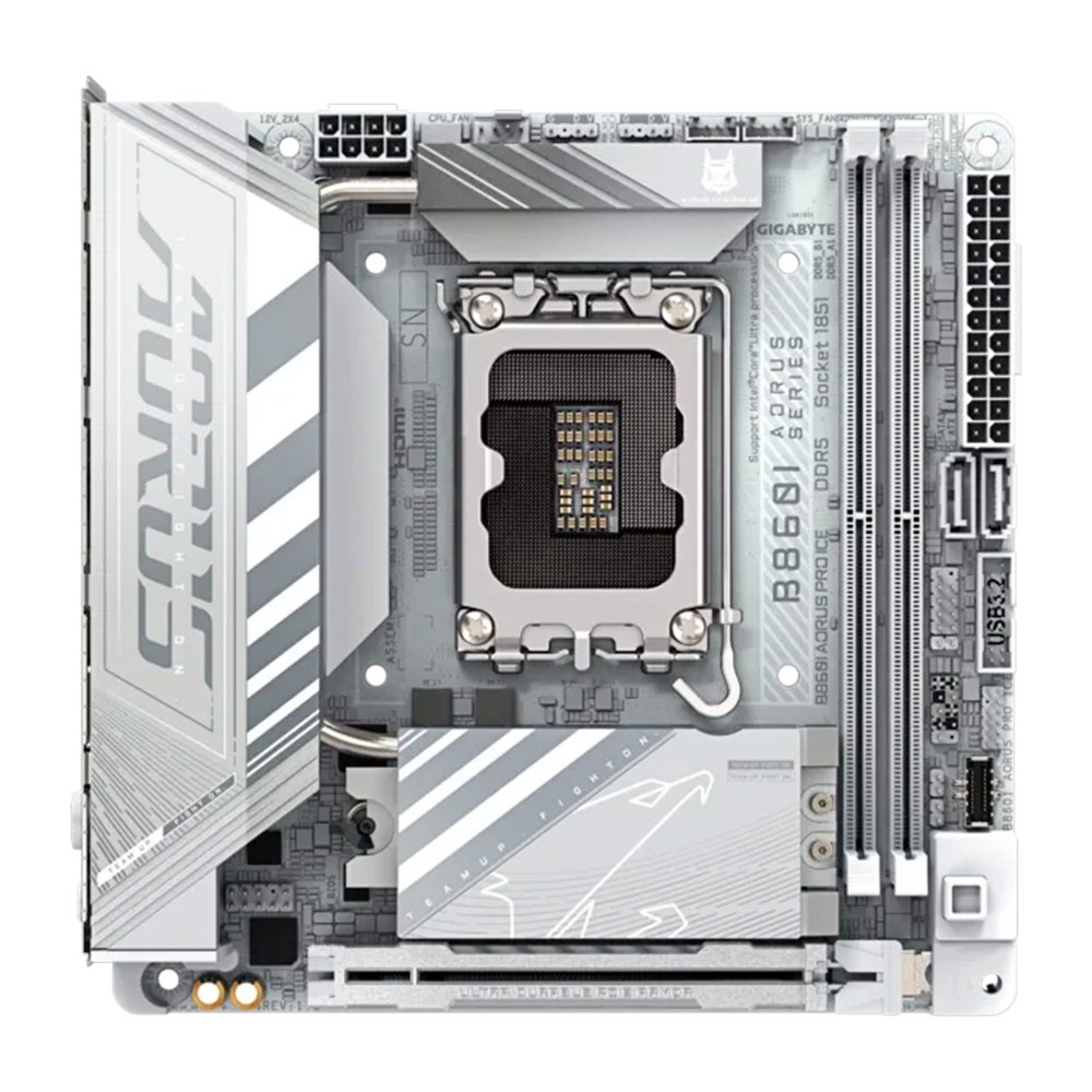 Placa Mãe Gigabyte B860I AORUS PRO ICE, Intel, Mini ITX, DDR5, Wi-Fi 7, Bluetooth, Branca - B86IPRE-00