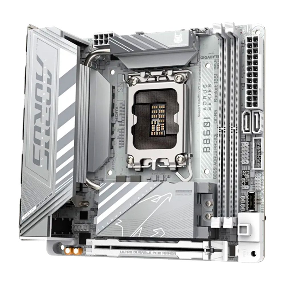 Placa Mãe Gigabyte B860I AORUS PRO ICE, Intel, Mini ITX, DDR5, Wi-Fi 7, Bluetooth, Branca - B86IPRE-00
