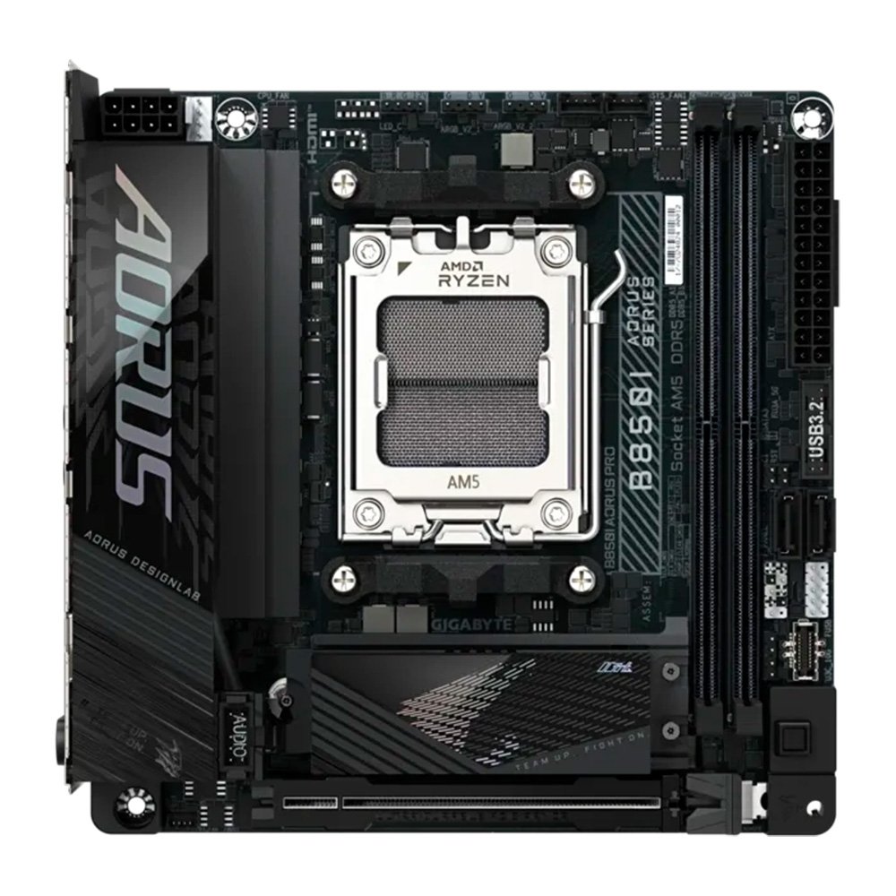 Placa Mãe Gigabyte B850I AORUS PRO, AMD AM5, Mini ITX, DDR5, RGB, Wi-Fi 7, Bluetooth, Preto - 9AB85IPRO-00