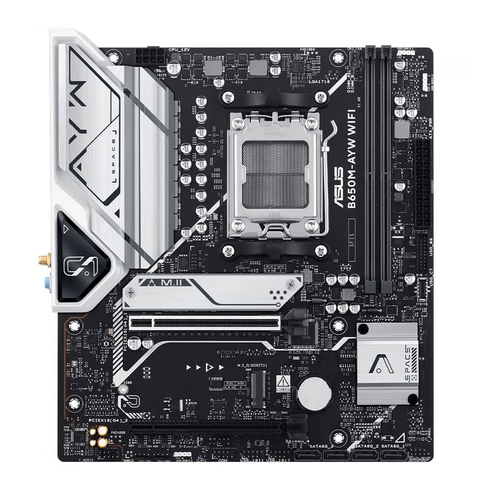 Placa Mãe ASUS B650M-AYW Wi-Fi, AM5, mATX, DDR5, Wi-fi, Bluetooth - 90MB1KI0-M0EAY0