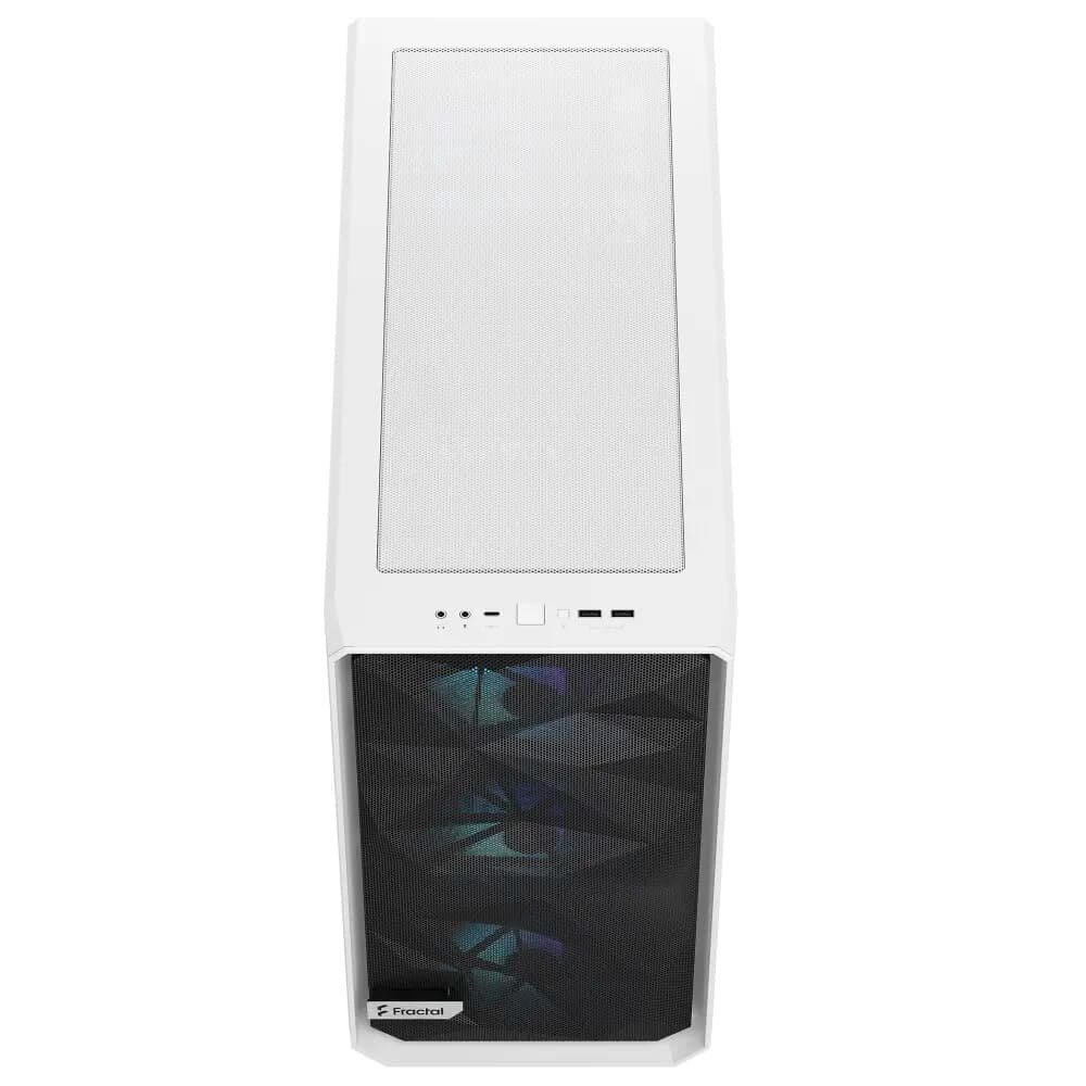 Gabinete Gamer Fractal Design Meshify 2 RGB, E-ATX, Mid Tower, Lateral em Vidro, Branco - FD-C-MES2A-08 Gabinete Gamer Fractal Design Meshify 2 RGB, E-ATX, Mid Tower, Lateral em Vidro, Branco - FD-C-MES2A-08