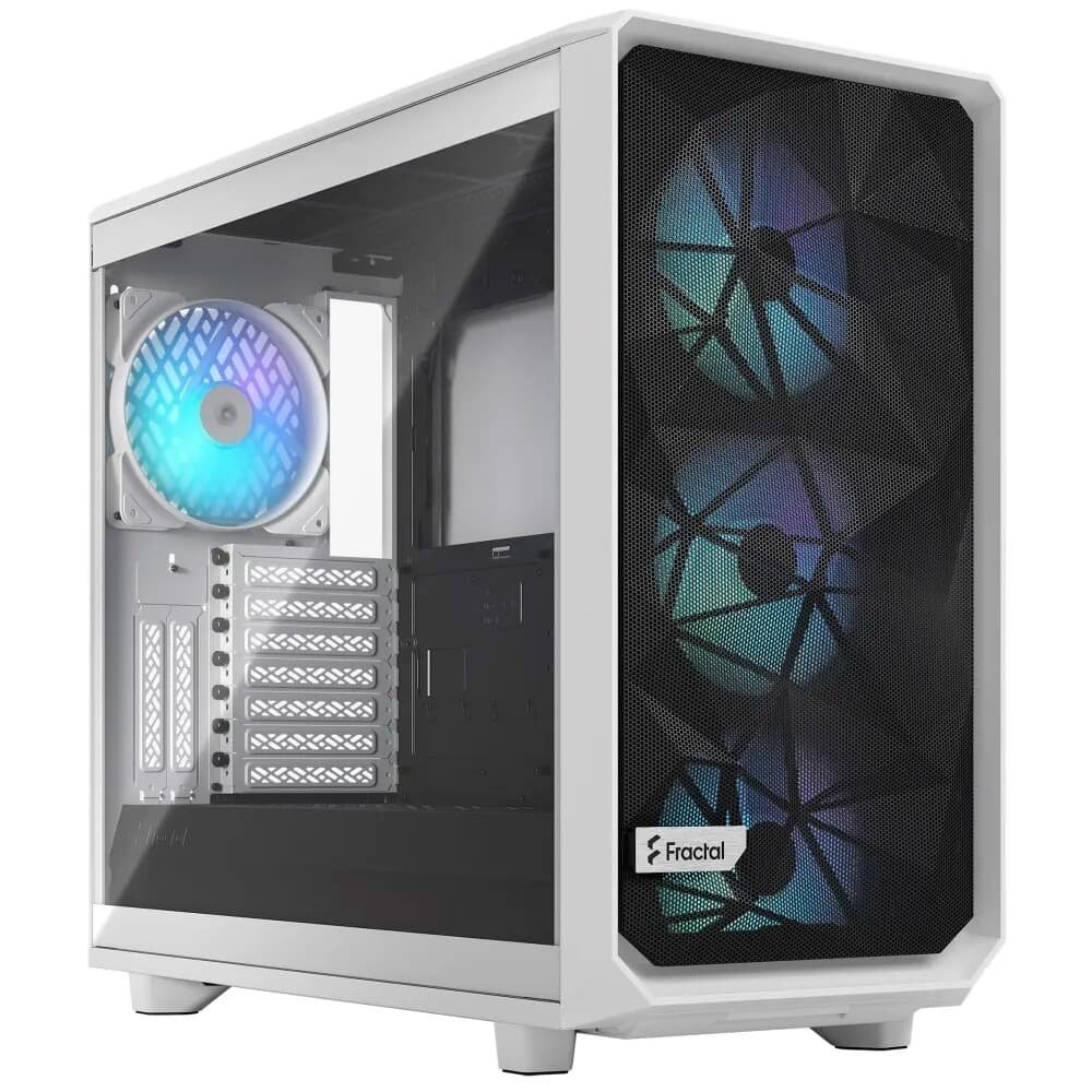 Gabinete Gamer Fractal Design Meshify 2 RGB, E-ATX, Mid Tower, Lateral em Vidro, Branco - FD-C-MES2A-08 Gabinete Gamer Fractal Design Meshify 2 RGB, E-ATX, Mid Tower, Lateral em Vidro, Branco - FD-C-MES2A-08