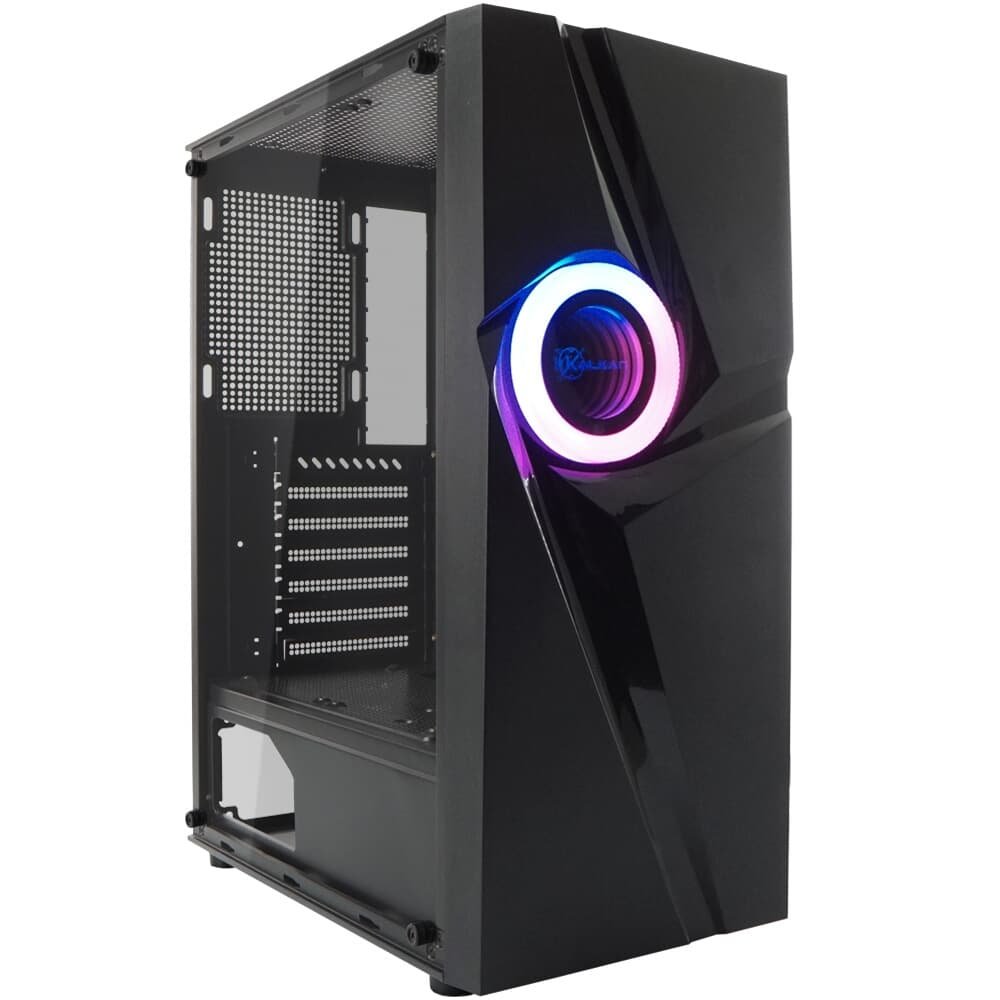 Gabinete Gamer Kalkan Muspel, Mid Tower, ATX, Lateral em Vidro Temperado, Sem FANs, Preto - KLK00035