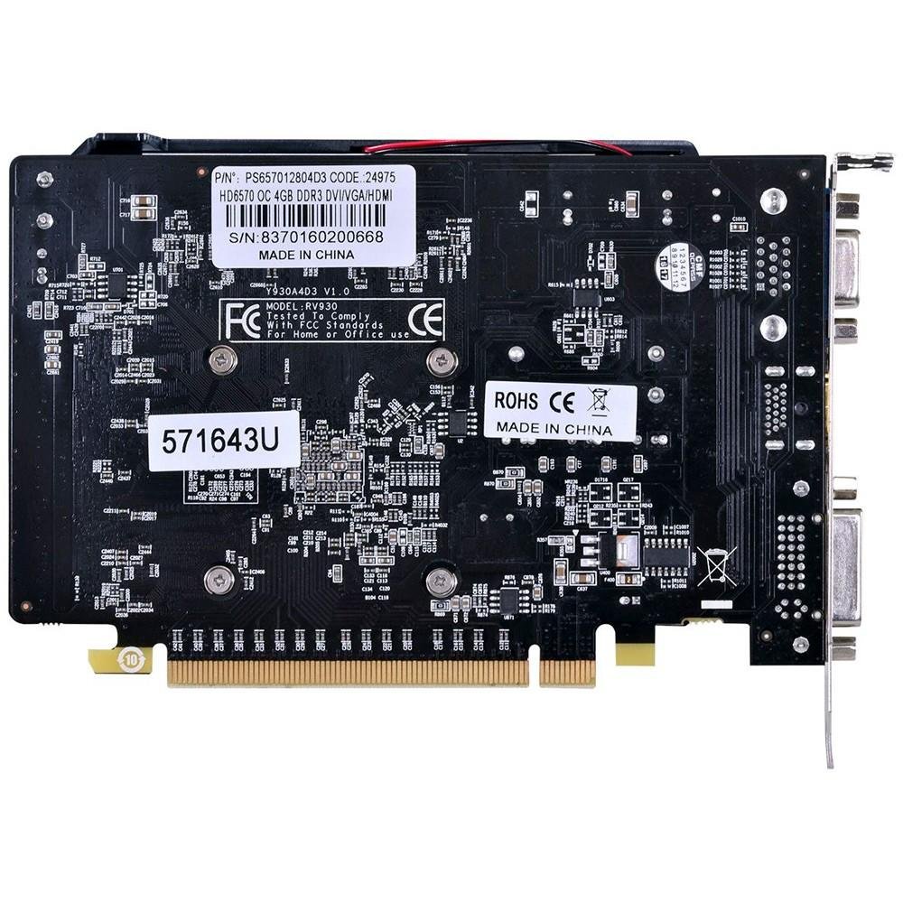 Placa de Vídeo VGA AMD PcYes RADEON HD 6570 4GB DDR3 128Bits OC Edition PS657012804D3 Placa de Vídeo VGA AMD PcYes RADEON HD 6570 4GB DDR3 128Bits OC Edition PS657012804D3