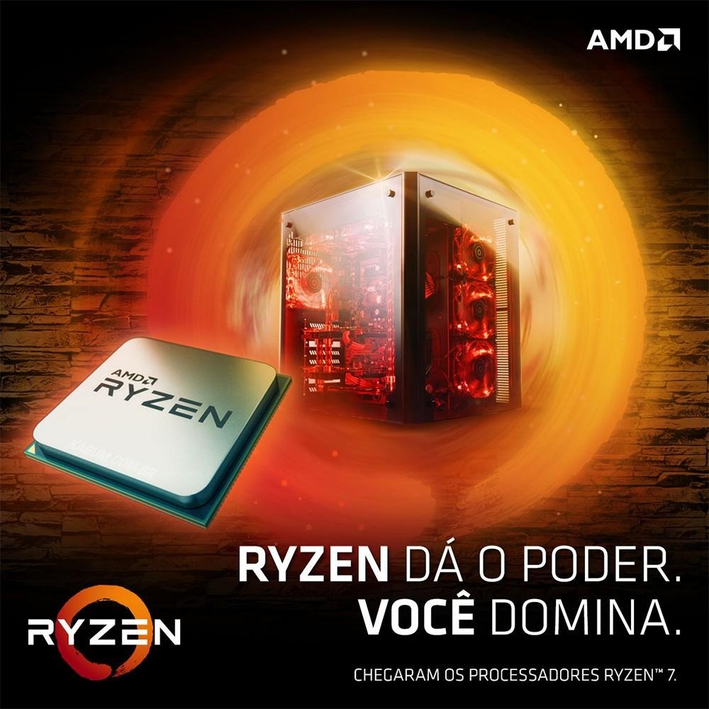 Processador AMD Ryzen 7 1700 c/ Wraith Spire, Octa Core, Cache 20MB, 3.0GHz (3.7GHz Max Turbo) AM4 YD1700BBAEBOX Processador AMD Ryzen 7 1700 c/ Wraith Spire, Octa Core, Cache 20MB, 3.0GHz (3.7GHz Max Turbo) AM4 YD1700BBAEBOX