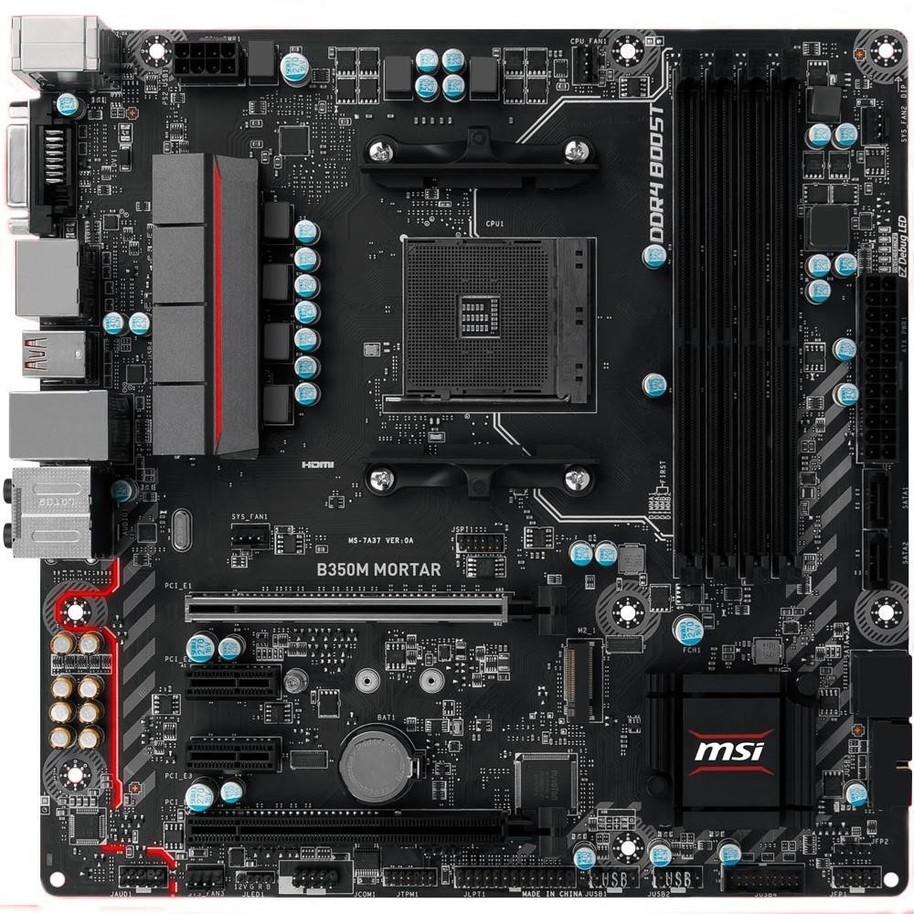 Placa-Mãe MSI p/ AMD AM4 mATX B350M MORTAR DDR4 Placa-Mãe MSI p/ AMD AM4 mATX B350M MORTAR DDR4