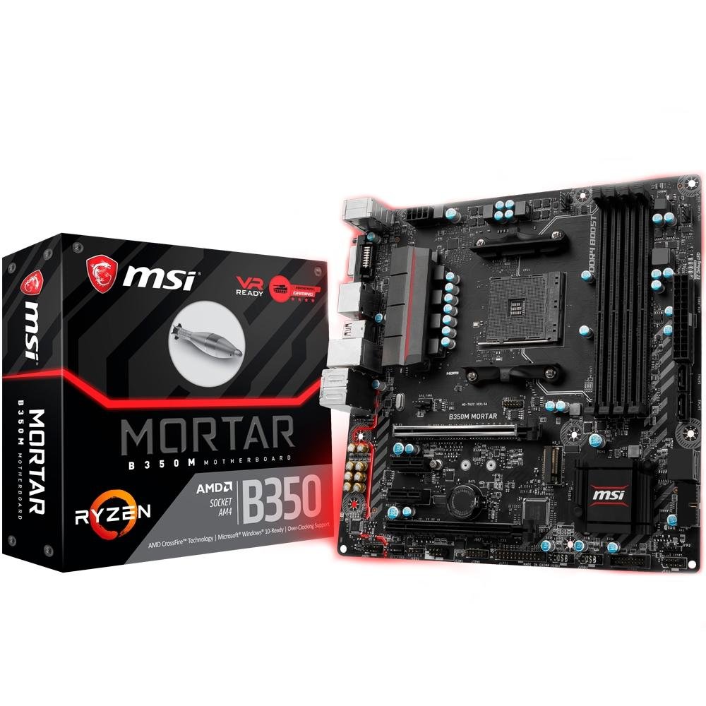 Placa-Mãe MSI p/ AMD AM4 mATX B350M MORTAR DDR4 Placa-Mãe MSI p/ AMD AM4 mATX B350M MORTAR DDR4