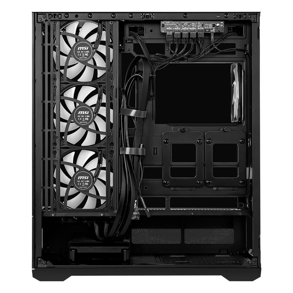 Gabinete Gamer MSI MAG Pano 110R PZ, Mid Tower, Lateral em Vidro, 4x FANs ARGB, M-ATX, Preto - PANO110RPZ