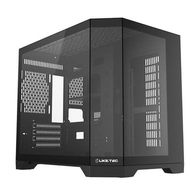 Gabinete Liketec Ilusion Dark, Cubo Design, Mid Tower, Frontal e Lateral em Vidro, Preto - LC-CB2X3-ILUSION