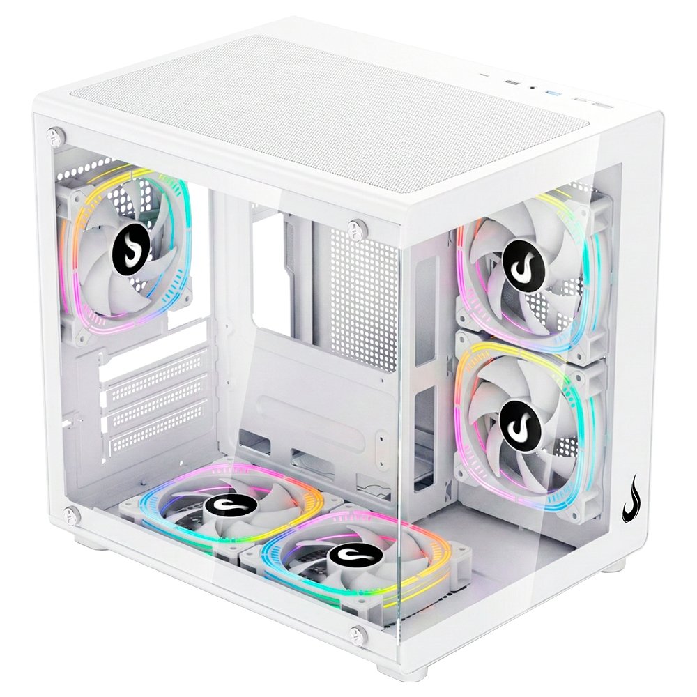 Gabinete Gamer Rise Mode Galaxy Glass X Mini, M-ATX, Lateral e Frontal em Vidro Temperado, Branco - RM-GA-GGXN-FW