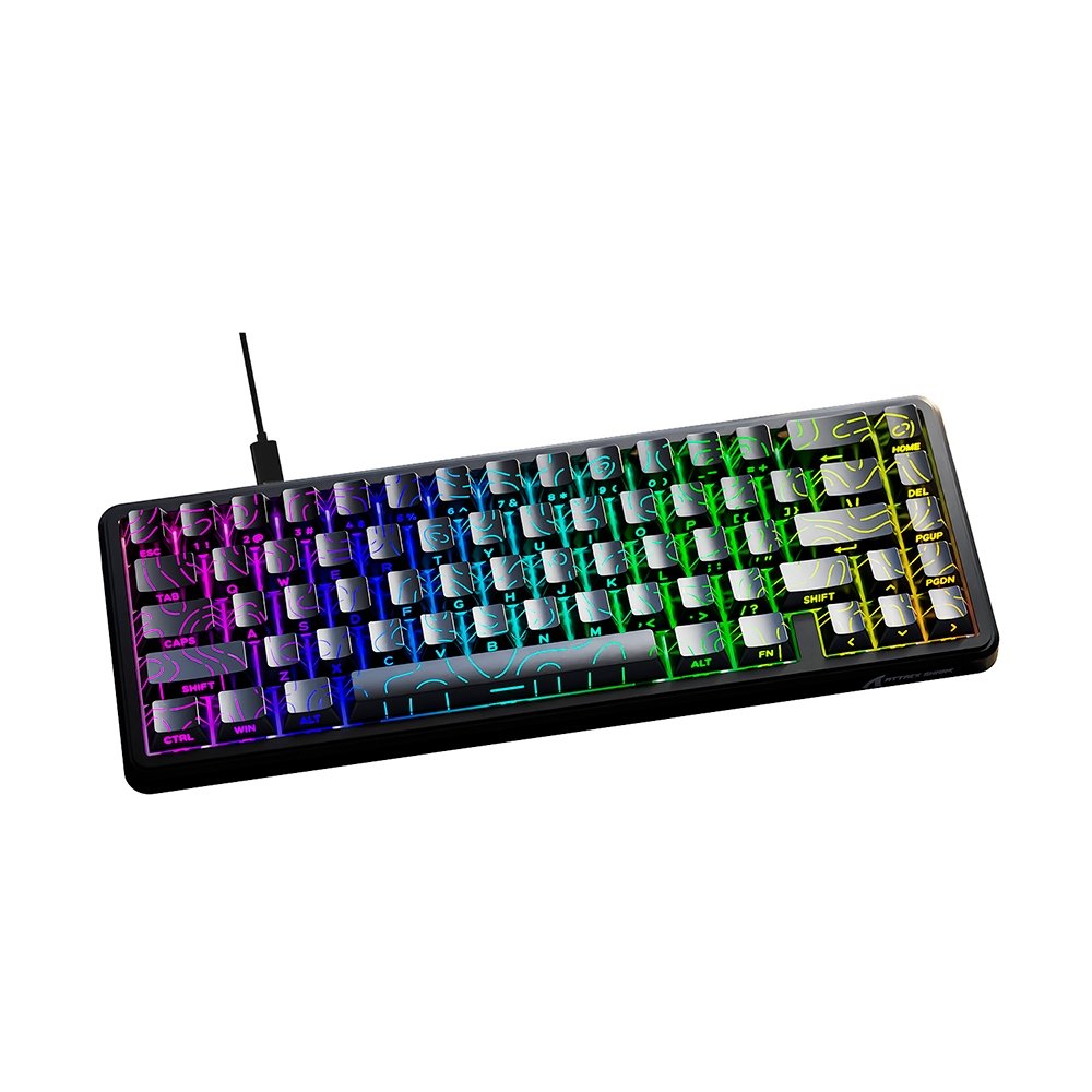 Teclado Magnético Gamer Attack Shark X65 HE, Rapid Trigger, 8000Hz, 0.01mm, Contour Line, Preto e Cinza - AS-X65HE-CL Teclado Magnético Gamer Attack Shark X65 HE, Rapid Trigger, 8000Hz, 0.01mm, Contour Line, Preto e Cinza - AS-X65HE-CL