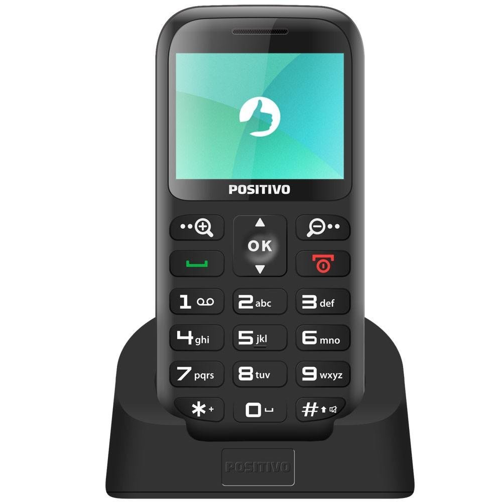 Celular Positivo P65, Tela 2.3´, Câmera com Flash, Rádio FM, Botão SOS, Dual Chip, Desbloqueado - Preto Celular Positivo P65, Tela 2.3´, Câmera com Flash, Rádio FM, Botão SOS, Dual Chip, Desbloqueado - Preto