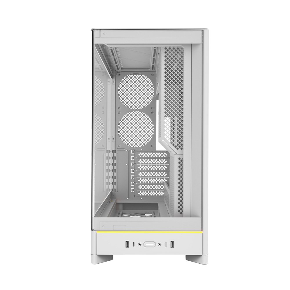 Gabinete Gamer Montech HS02, Mid-Tower, ATX, Vidro Temperado, Sem FANs, Branco - HS02WH Gabinete Gamer Montech HS02, Mid-Tower, ATX, Vidro Temperado, Sem FANs, Branco - HS02WH
