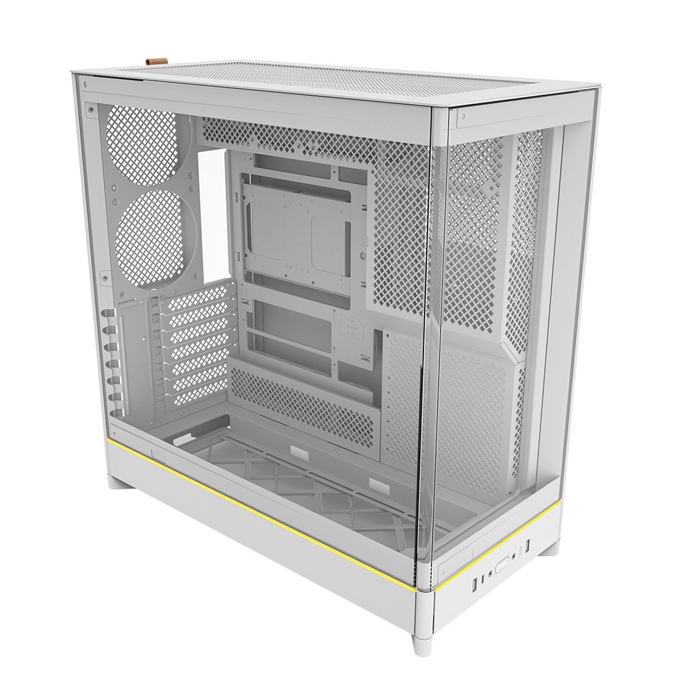 Gabinete Gamer Montech HS02, Mid-Tower, ATX, Vidro Temperado, Sem FANs, Branco - HS02WH Gabinete Gamer Montech HS02, Mid-Tower, ATX, Vidro Temperado, Sem FANs, Branco - HS02WH