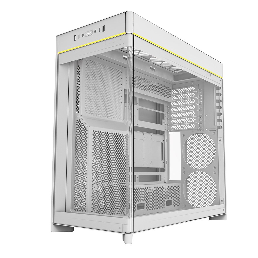 Gabinete Gamer Montech HS02, Mid-Tower, ATX, Vidro Temperado, Sem FANs, Branco - HS02WH Gabinete Gamer Montech HS02, Mid-Tower, ATX, Vidro Temperado, Sem FANs, Branco - HS02WH