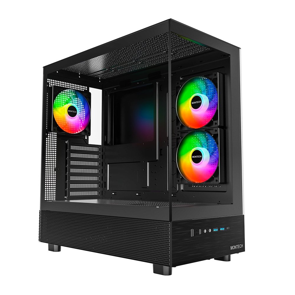 Gabinete Gamer Montech XR, Mid-Tower, M-ATX, Vidro Temperado, Com 3X Fans, Preto - XRBK Gabinete Gamer Montech XR, Mid-Tower, M-ATX, Vidro Temperado, Com 3X Fans, Preto - XRBK
