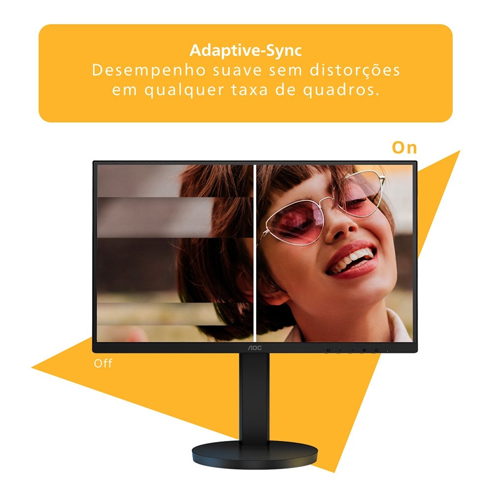 Monitor AOC 22", Full HD, 75Hz, VA, HDMI e VGA, Ângulo Ajustável, Altura Ajustável, Preto - 22B3HMF