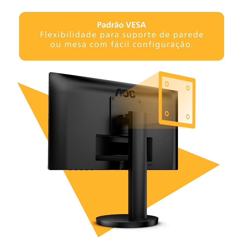 Monitor AOC 22", Full HD, 75Hz, VA, HDMI e VGA, Ângulo Ajustável, Altura Ajustável, Preto - 22B3HMF