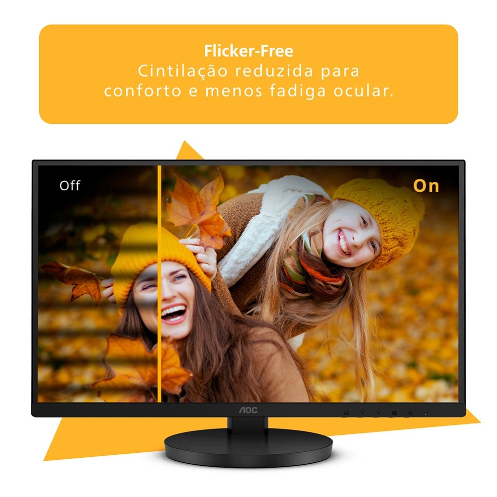 Monitor AOC 22", Full HD, 75Hz, VA, HDMI e VGA, Ângulo Ajustável, Altura Ajustável, Preto - 22B3HMF