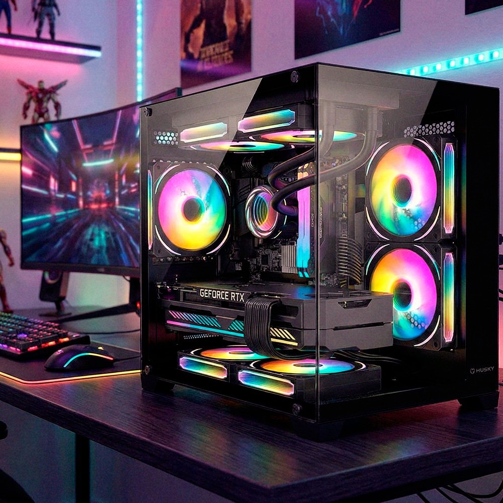 Gabinete Gamer Husky Dome 10, Micro-ATX, Lateral e Frontal em Vidro, Sem Fans, Preto – HGN10PT