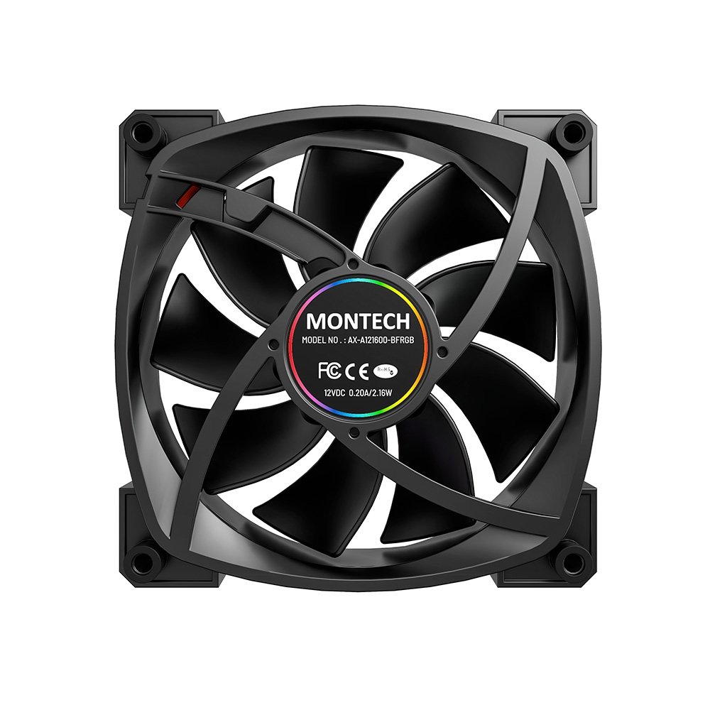 Kit com 3 Ventoinhas Montech AX120, 120mm, PWM, ARGB, Preto - AX120 PWM Black 3 in 1