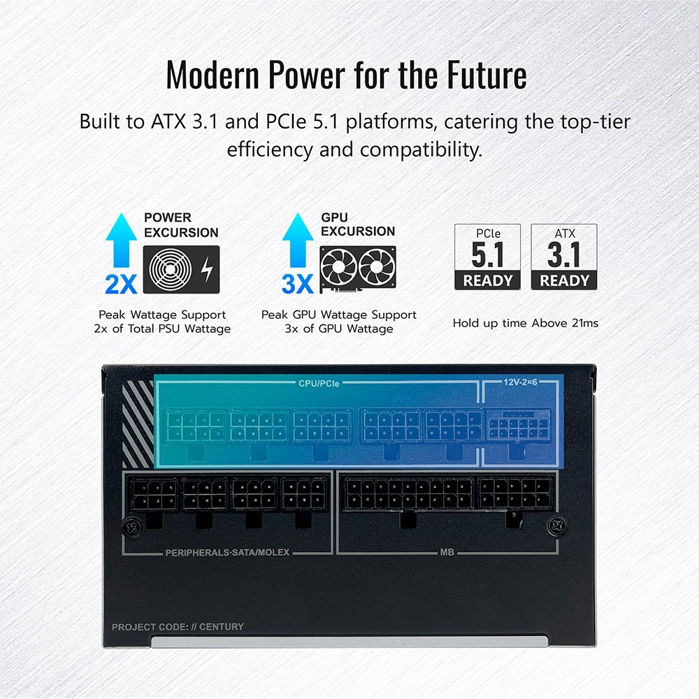 Fonte Montech Century II 1200W ATX 3.1 | KaBuM!