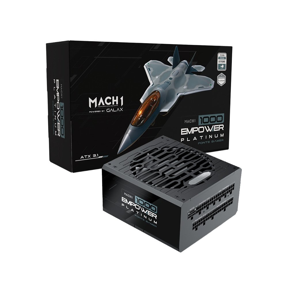Fonte MACH1 EMPOWER, 1000W, 80 Plus Platinum, Modular, PFC Ativo, Preto - 1000EMPOWER